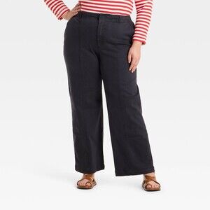 High-Rise Wide Leg Pants - Navy Blue 8